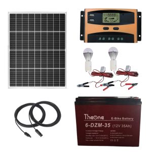Kit Solar Fotovoltaico Batería 35a Luces Celular Ventilador